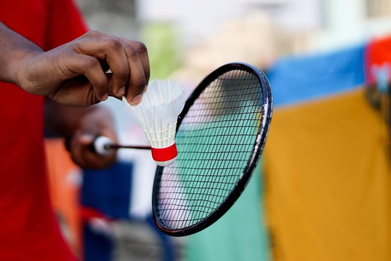 Badminton players in action